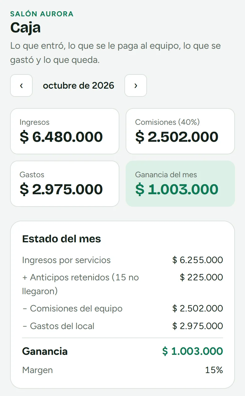 Resumen de caja del mes en Al Día
